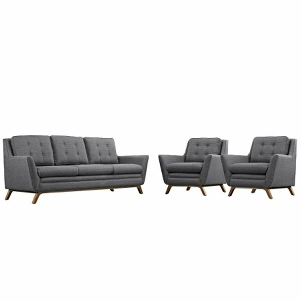 Modway Furniture Beguile 3 Piece Fabric Living Room Sofa Set, Gray - 36 x 36 x 34.5 in. EEI-2184-DOR-SET